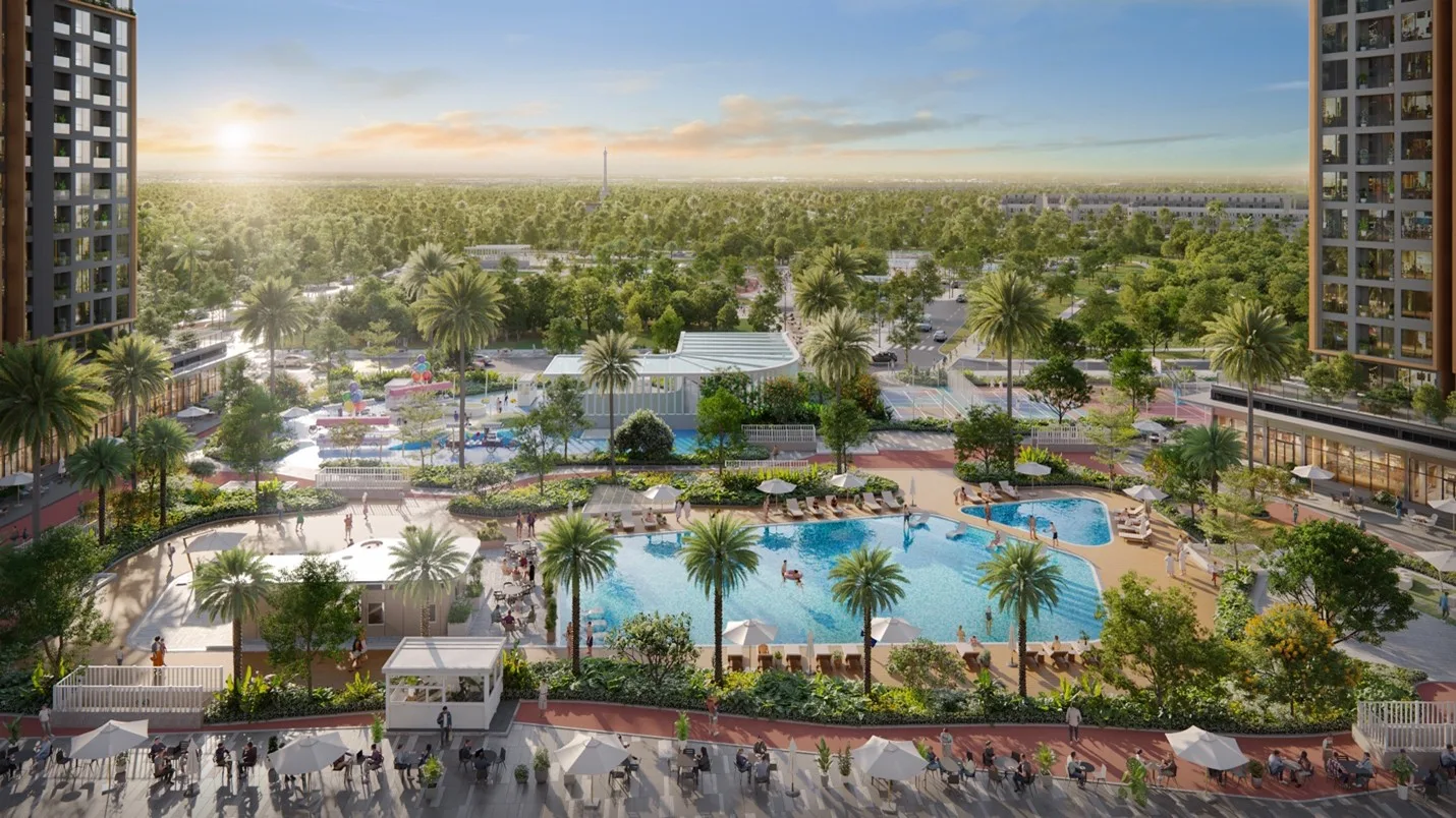 Khu tiện ích hồ bơi ngoài trời tại phân khu Prime Garden, Midtown Garden thuộc dự án The Parkland