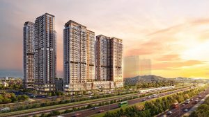 Phối cảnh các tòa tháp căn hộ The Primavera cao 18-30 tầng bên tuyến đường lớn